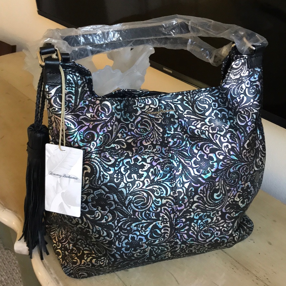 🌹Tommy Bahama Stunning Barbados Tote Blk/Multi New With Tags